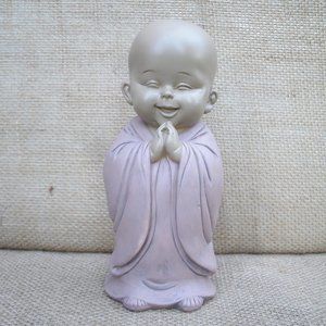 Laughing Buddhist Monk Resin Figurine Namaste